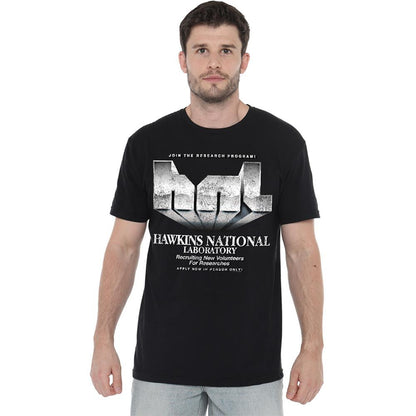 Black - Lifestyle - Stranger Things 5 Unisex Adult Hawkins Lab Logo T-Shirt