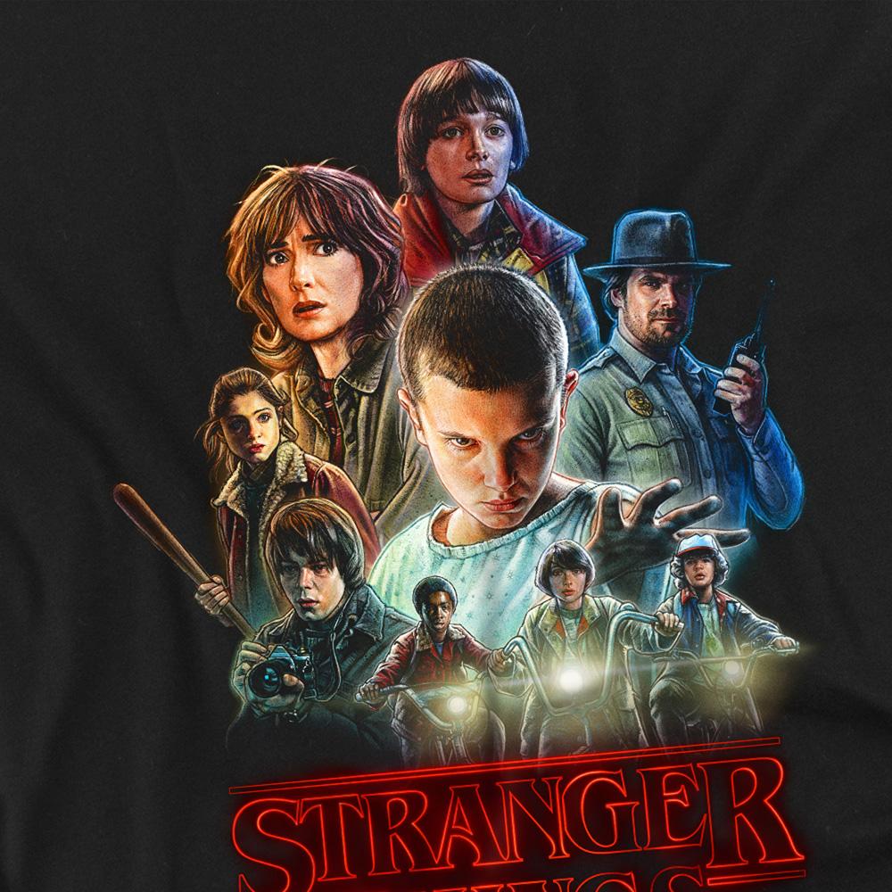Black - Side - Stranger Things Unisex Adult Poster T-Shirt