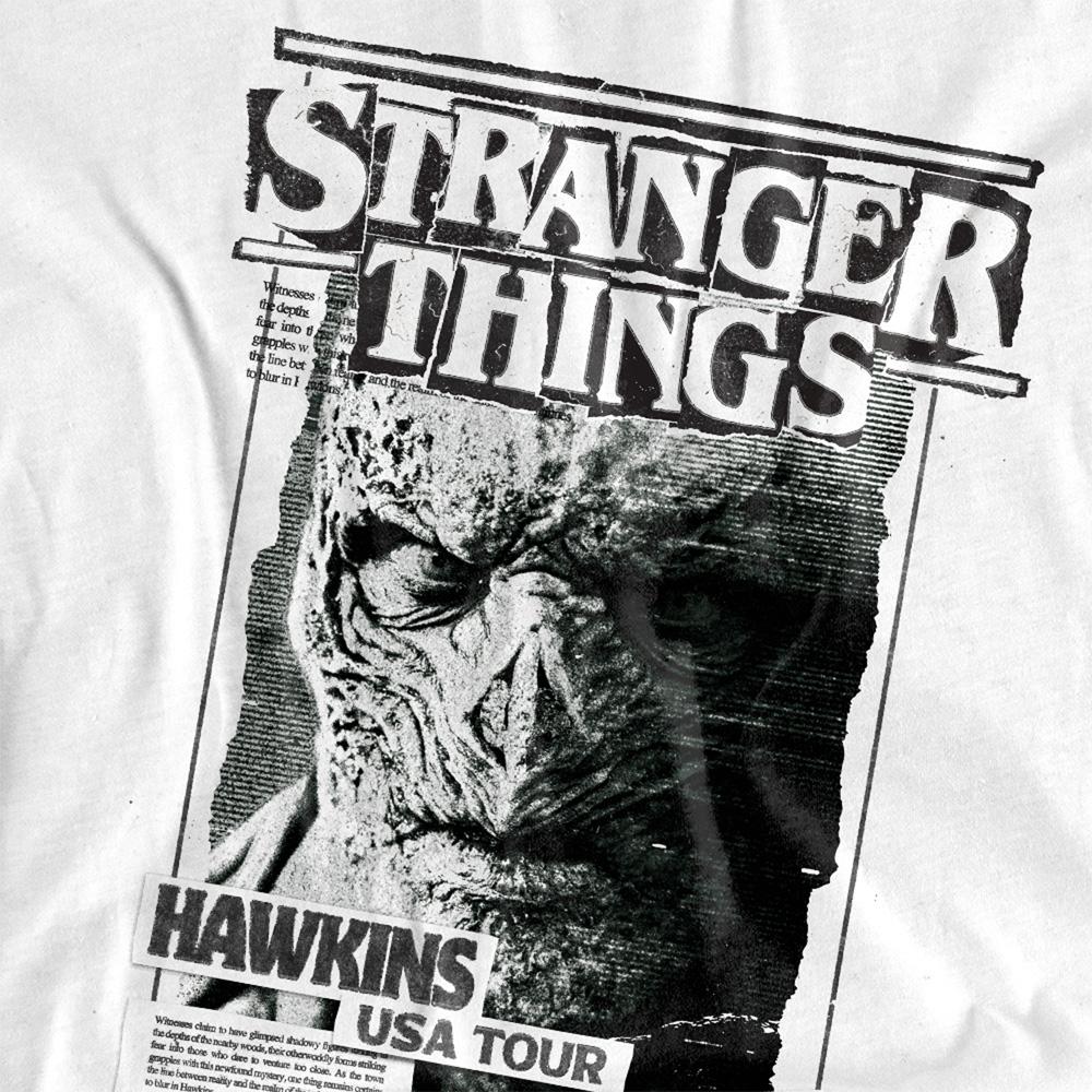 White - Side - Stranger Things 5 Unisex Adult Vecna Newspaper T-Shirt