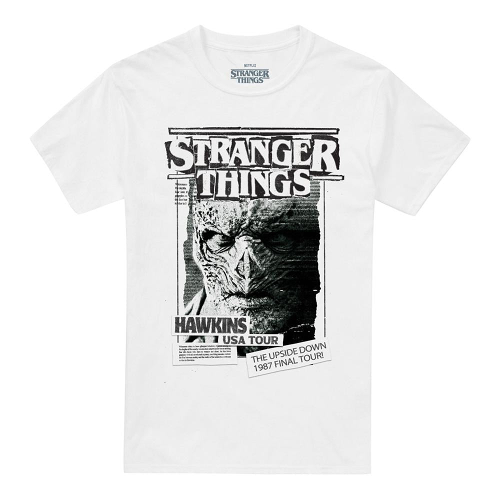 White - Front - Stranger Things 5 Unisex Adult Vecna Newspaper T-Shirt