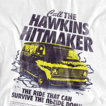 White - Side - Stranger Things 5 Unisex Adult Call The Hawkins Hitmaker Back Print T-Shirt