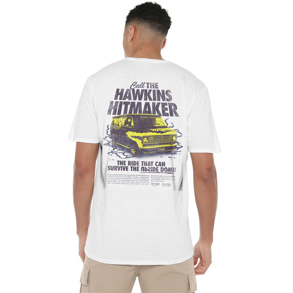White - Pack Shot - Stranger Things 5 Unisex Adult Call The Hawkins Hitmaker Back Print T-Shirt