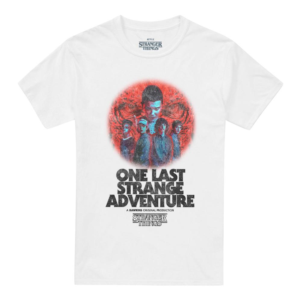 White - Front - Stranger Things 5 Unisex Adult One Last Adventure Poster T-Shirt