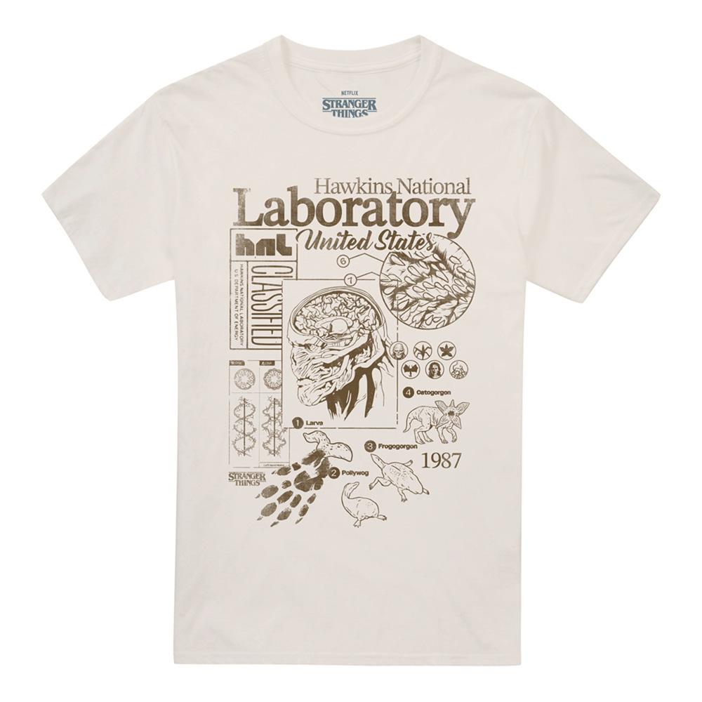 Natural - Front - Stranger Things 5 Unisex Adult Hawkins Lab Mono T-Shirt