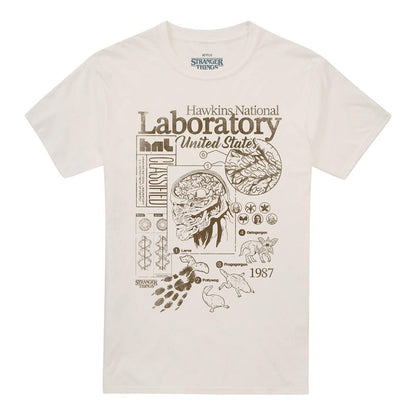 Natural - Front - Stranger Things 5 Unisex Adult Hawkins Lab Mono T-Shirt