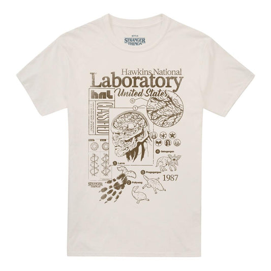 Natural - Front - Stranger Things 5 Unisex Adult Hawkins Lab Mono T-Shirt