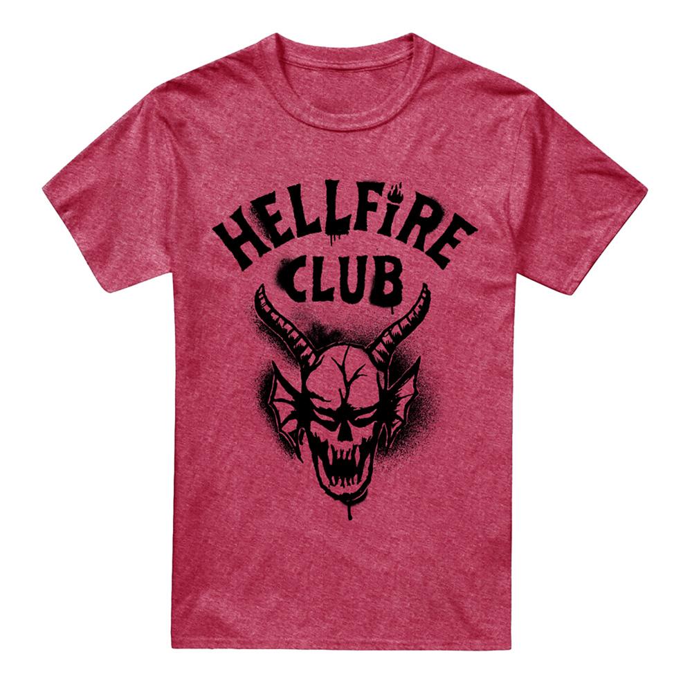 Red - Front - Stranger Things 5 Unisex Adult Hellfire Spray Logo T-Shirt