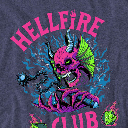 Navy - Side - Stranger Things 4 Unisex Adult Hellfire Dice Neon T-Shirt