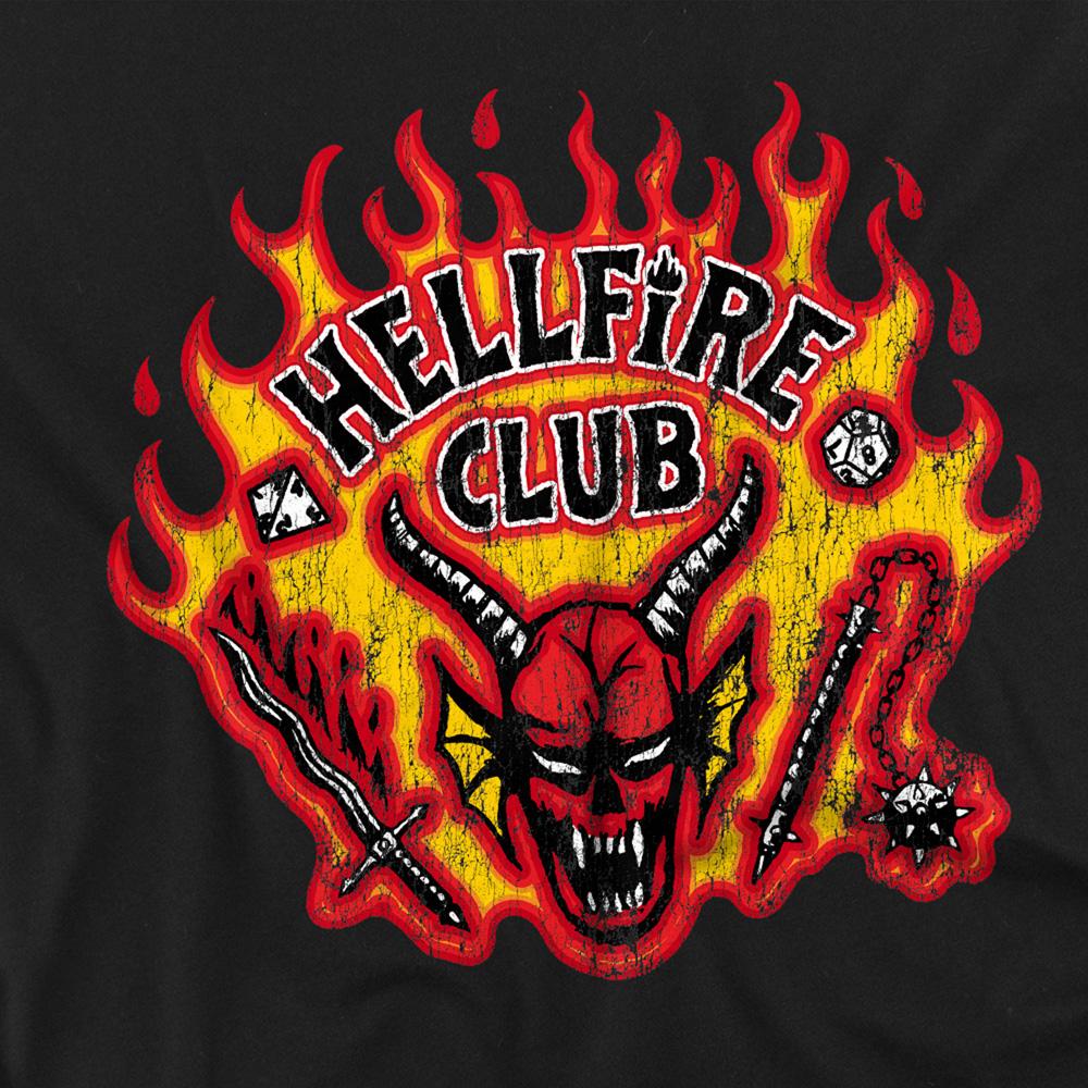 Black - Side - Stranger Things Childrens-Kids Hellfire Flames T-Shirt