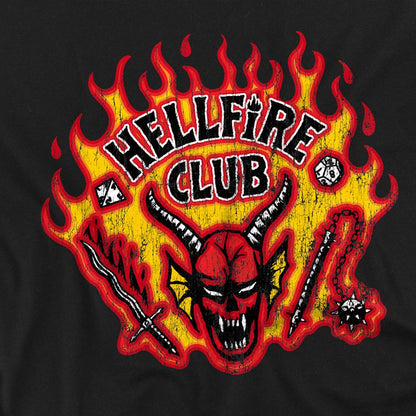 Black - Side - Stranger Things Childrens-Kids Hellfire Flames T-Shirt