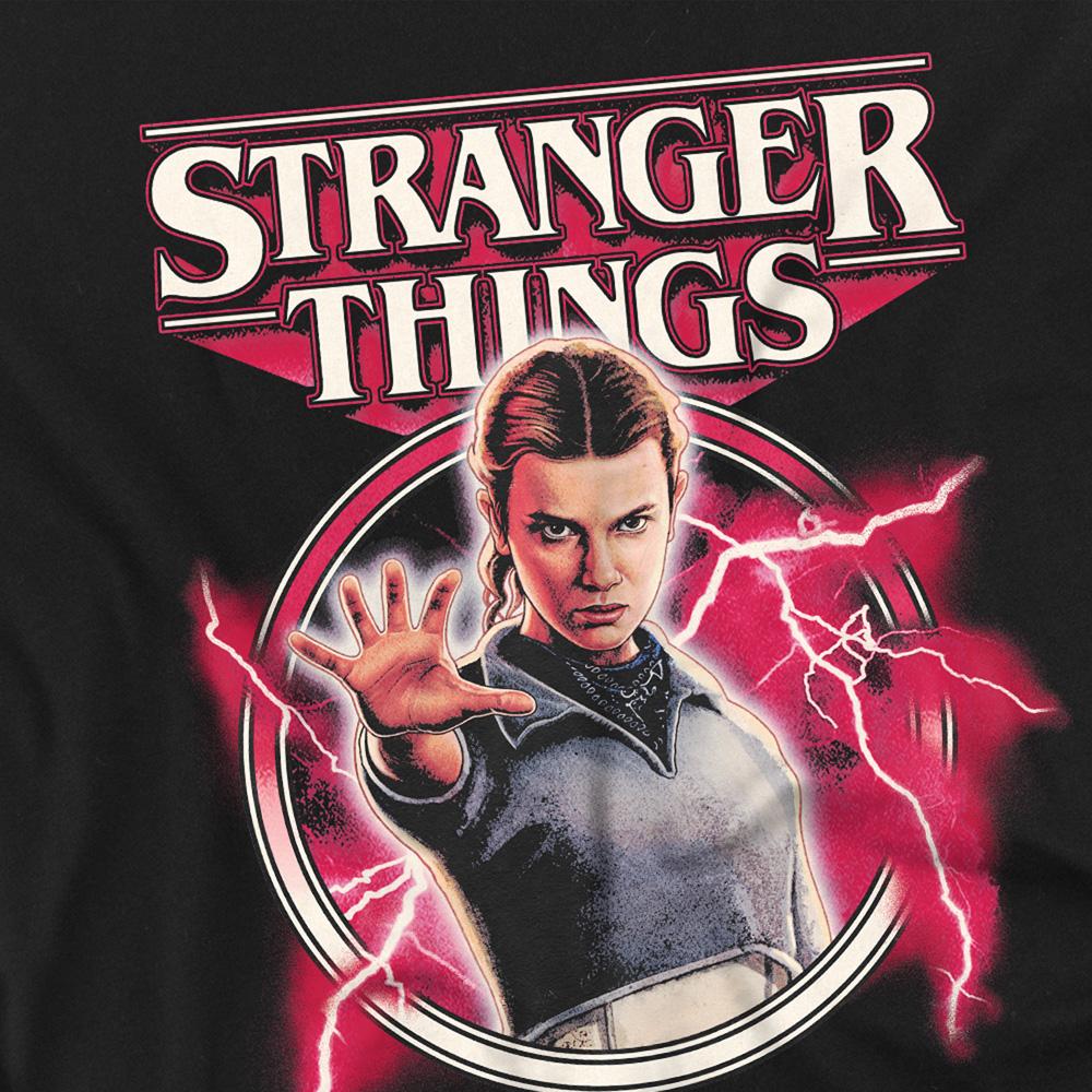 Black - Side - Stranger Things Childrens-Kids Eleven Lightning T-Shirt
