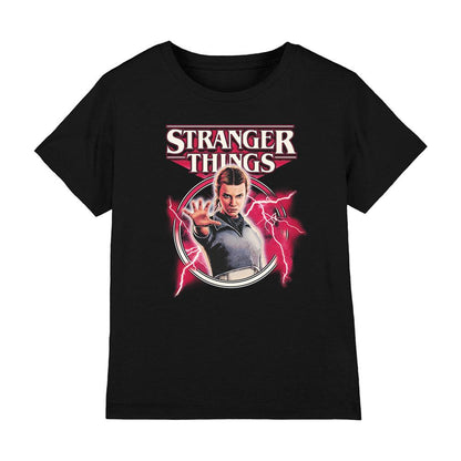 Black - Front - Stranger Things Childrens-Kids Eleven Lightning T-Shirt