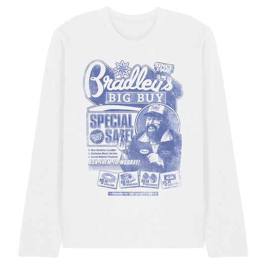 White - Front - Stranger Things 5 Unisex Adult Bradley´s Big Buy Advert Long-Sleeved T-Shirt