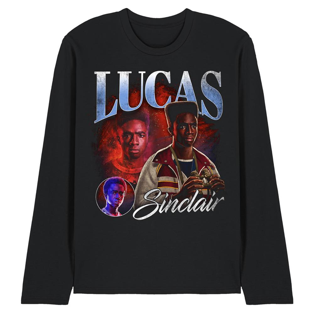 Black - Front - Stranger Things 5 Unisex Adult Lucas Homage Long-Sleeved T-Shirt
