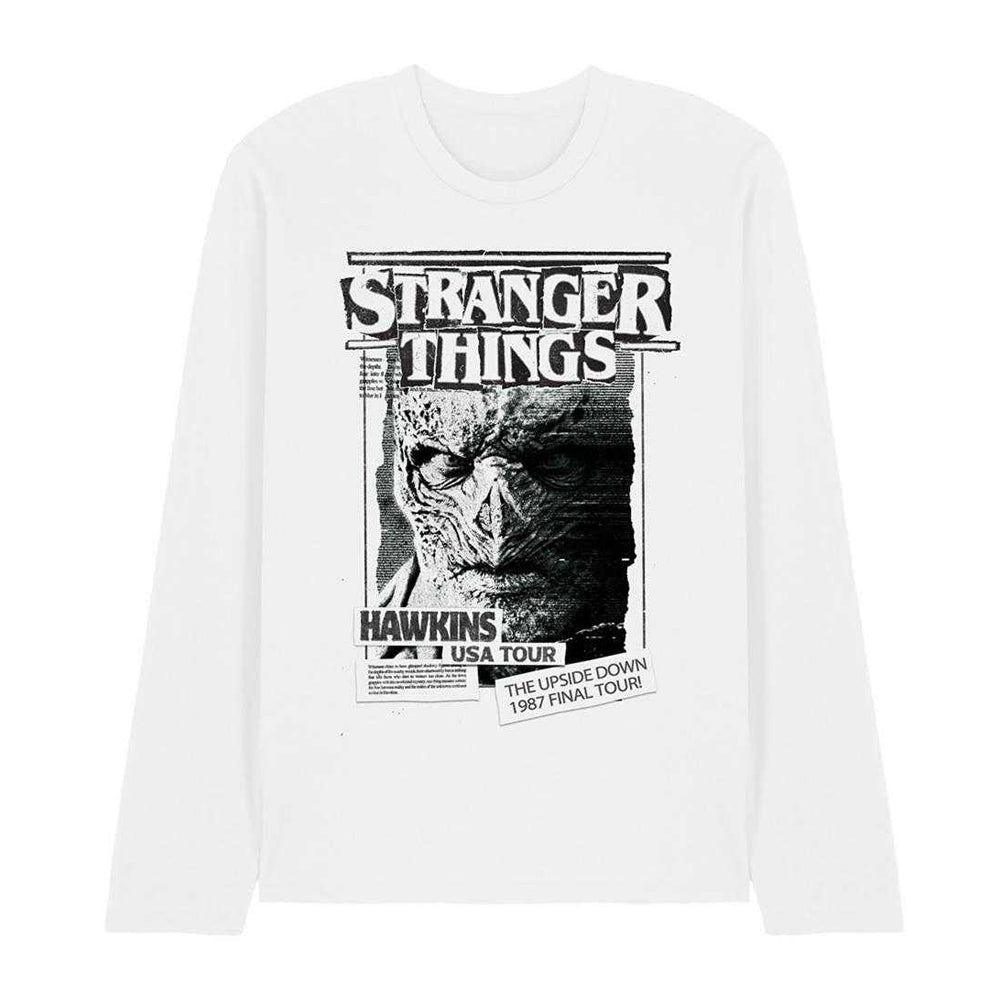 White - Front - Stranger Things 5 Unisex Adult Vecna Newspaper Long-Sleeved T-Shirt