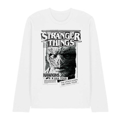 White - Front - Stranger Things 5 Unisex Adult Vecna Newspaper Long-Sleeved T-Shirt