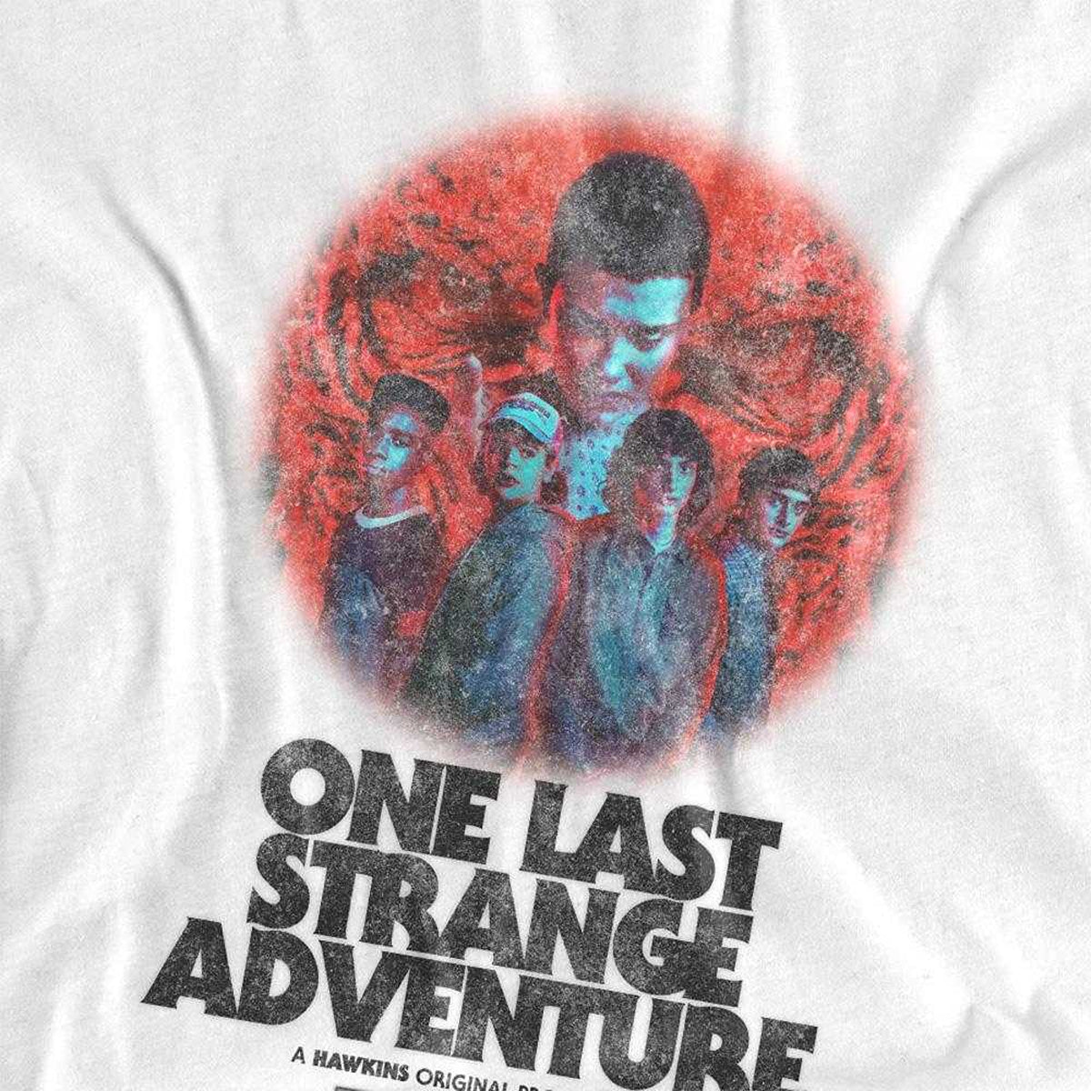 White - Side - Stranger Things 5 Unisex Adult One Last Adventure Poster Long-Sleeved T-Shirt