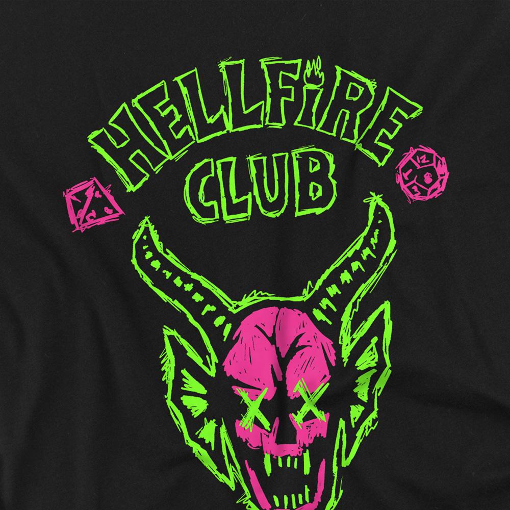Black - Side - Stranger Things Childrens-Kids Hellfire Sketch Logo T-Shirt