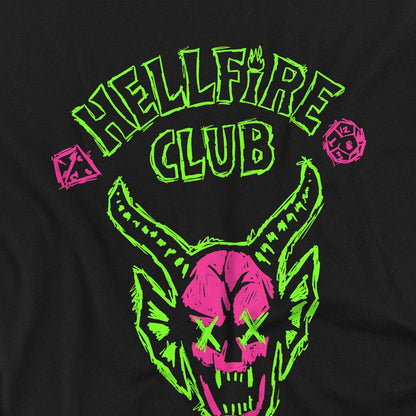 Black - Side - Stranger Things Childrens-Kids Hellfire Sketch Logo T-Shirt