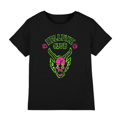 Black - Front - Stranger Things Childrens-Kids Hellfire Sketch Logo T-Shirt
