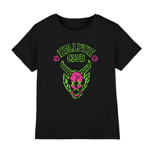 Black - Front - Stranger Things Childrens-Kids Hellfire Sketch Logo T-Shirt