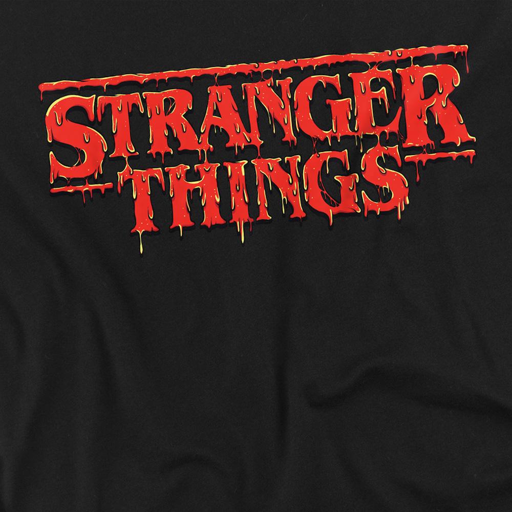 Black - Side - Stranger Things Childrens-Kids Drip Logo T-Shirt
