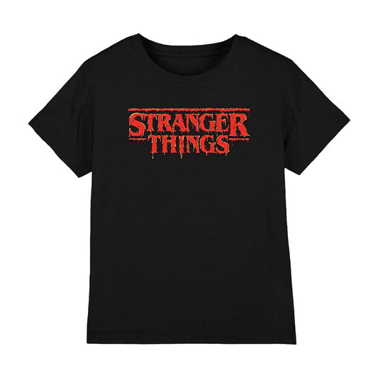Black - Front - Stranger Things Childrens-Kids Drip Logo T-Shirt