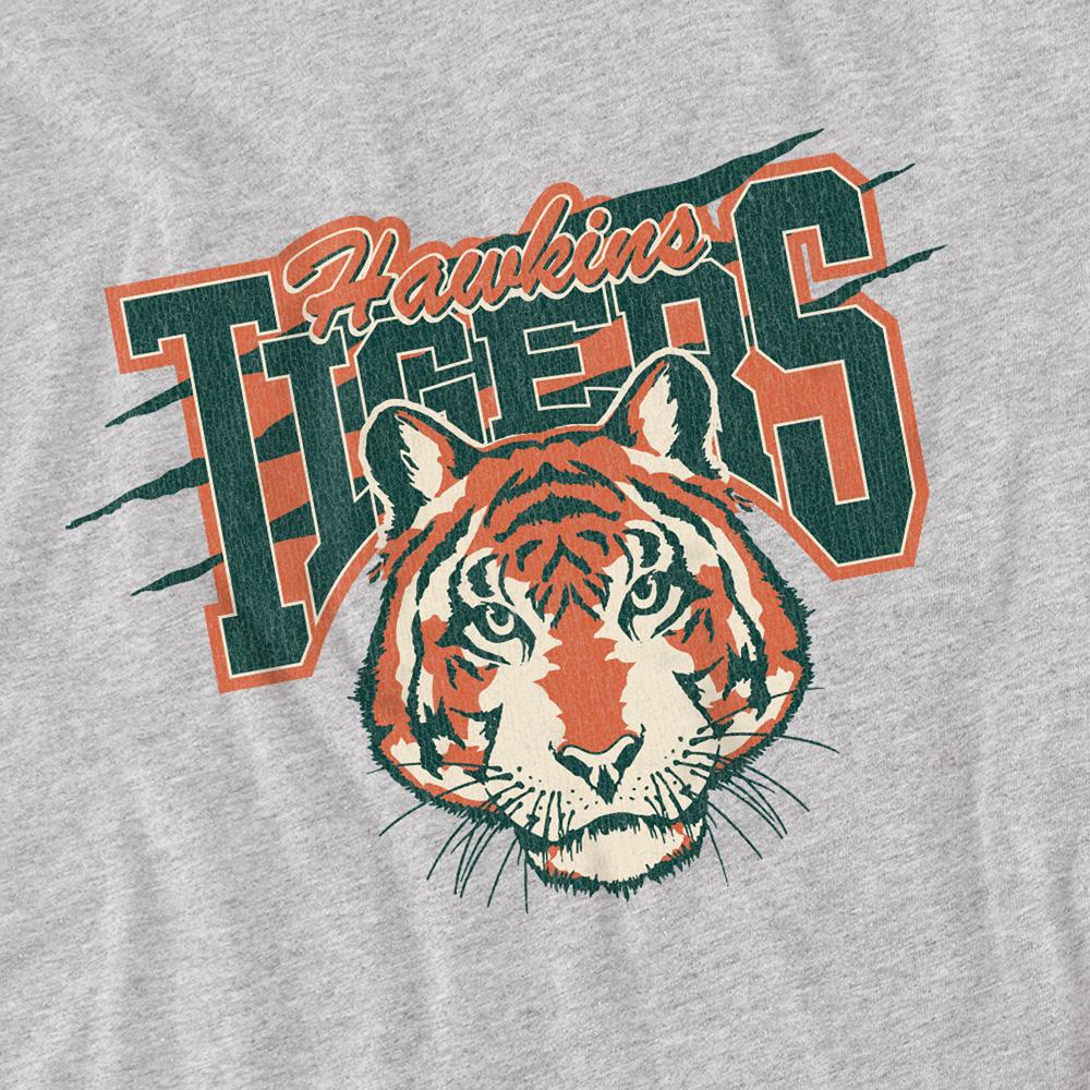 Athletic Heather - Side - Stranger Things Childrens-Kids Hawkins Tigers Scratch Heather T-Shirt