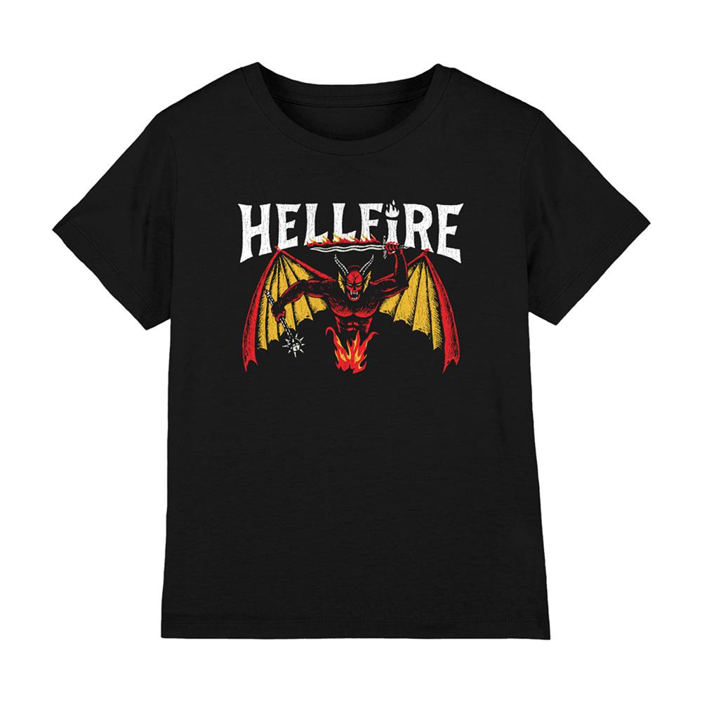 Black - Front - Stranger Things Childrens-Kids Hellfire Devil T-Shirt