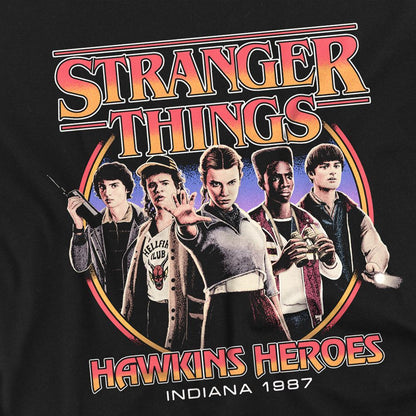 Black - Side - Stranger Things Childrens-Kids Hawkins Heroes Group 1987 T-Shirt
