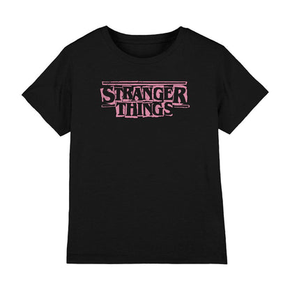 Black - Front - Stranger Things Childrens-Kids Punk Logo T-Shirt