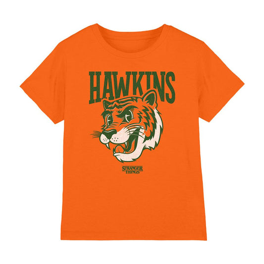 Orange - Front - Stranger Things Childrens-Kids Hawkins High Tiger Mascot T-Shirt