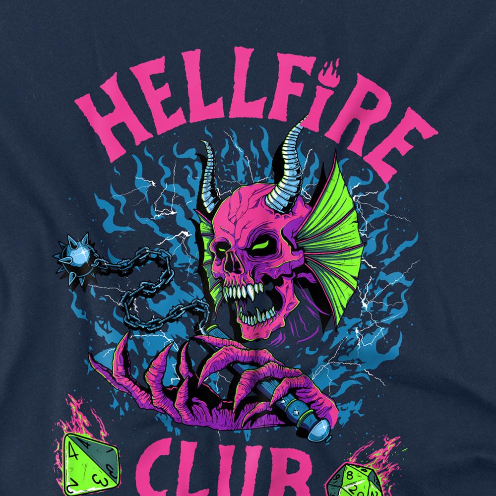 Navy - Side - Stranger Things Childrens-Kids Hellfire Dice T-Shirt