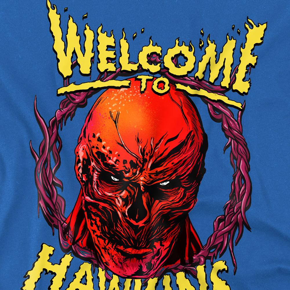 Royal Blue - Side - Stranger Things Childrens-Kids Welcome To Hawkins Vecna T-Shirt