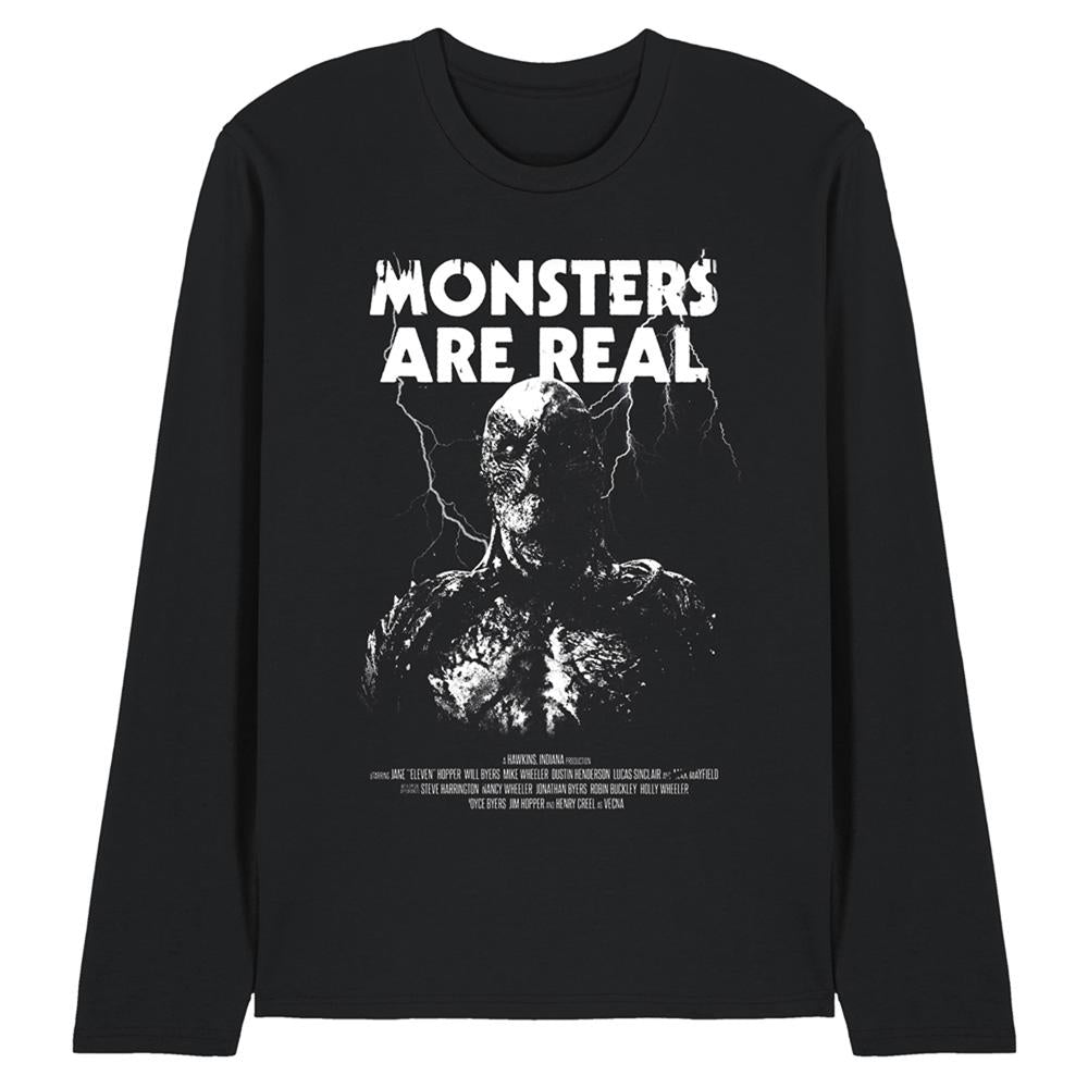 Black - Front - Stranger Things 5 Unisex Adult Monsters Are Real Vecna Long-Sleeved T-Shirt