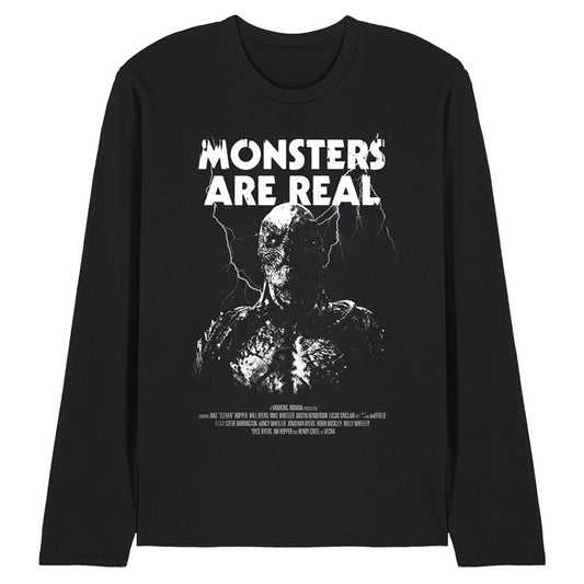 Black - Front - Stranger Things 5 Unisex Adult Monsters Are Real Vecna Long-Sleeved T-Shirt