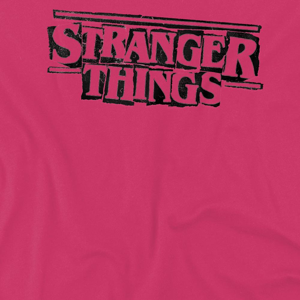 Hot Pink - Side - Stranger Things Childrens-Kids Punk Logo T-Shirt