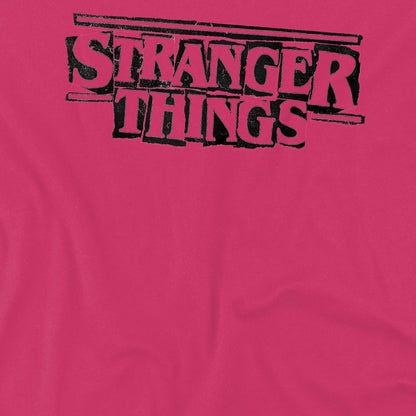 Hot Pink - Side - Stranger Things Childrens-Kids Punk Logo T-Shirt