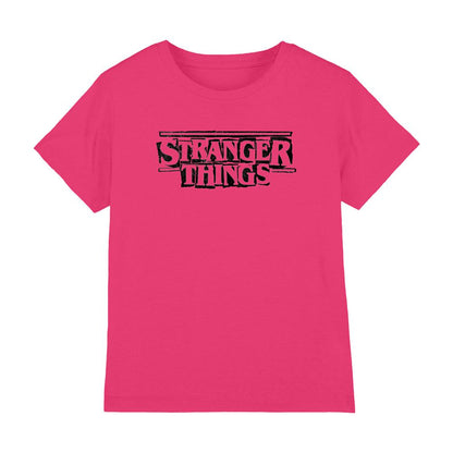 Hot Pink - Front - Stranger Things Childrens-Kids Punk Logo T-Shirt