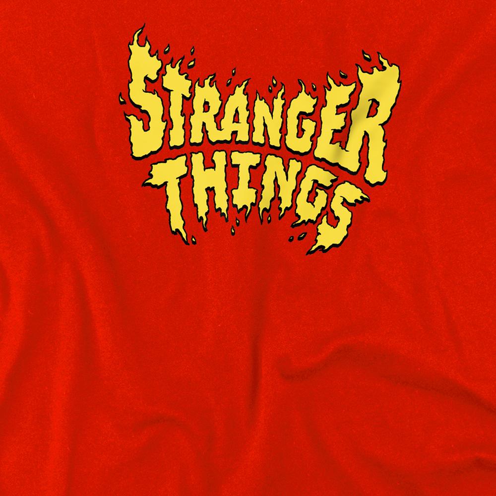 Red - Side - Stranger Things Childrens-Kids Flame Logo T-Shirt