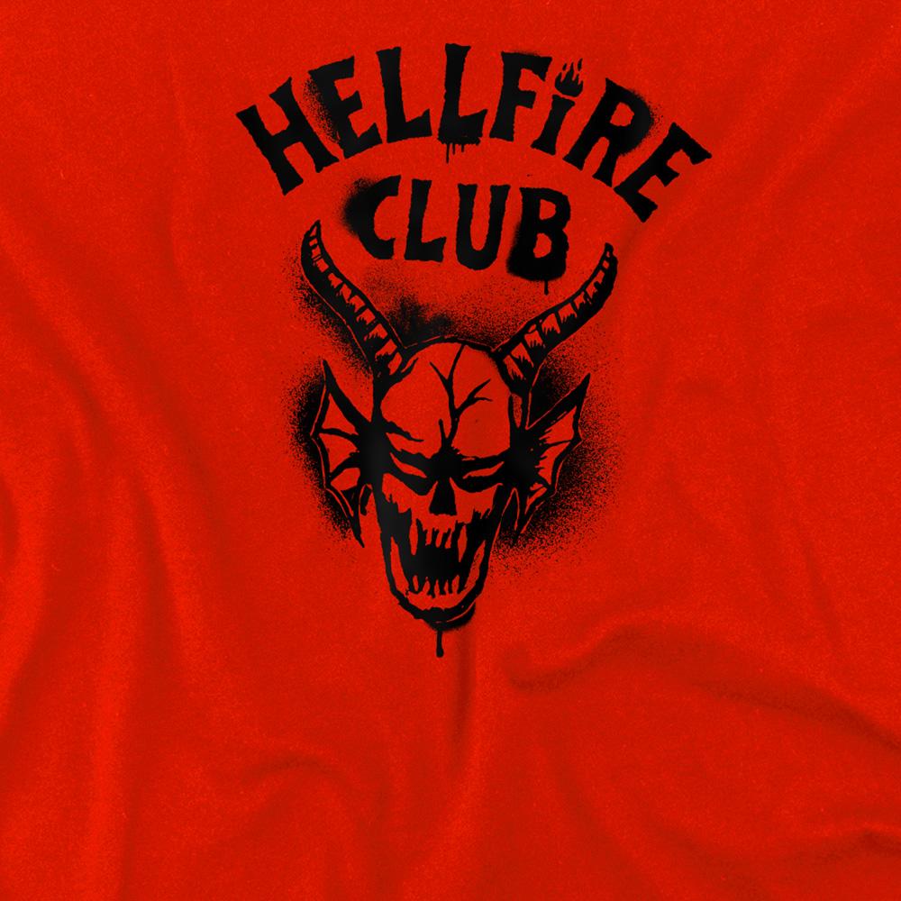 Red - Side - Stranger Things Childrens-Kids Hellfire Spray Logo T-Shirt