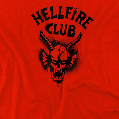 Red - Side - Stranger Things Childrens-Kids Hellfire Spray Logo T-Shirt