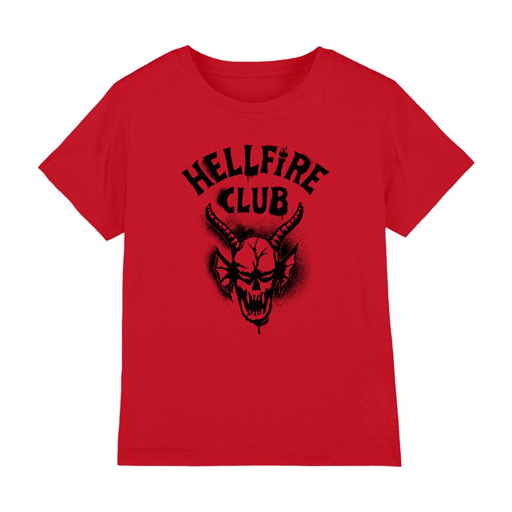 Red - Front - Stranger Things Childrens-Kids Hellfire Spray Logo T-Shirt