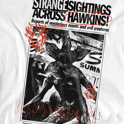 White - Side - Stranger Things Childrens-Kids Demogorgon Newspaper T-Shirt