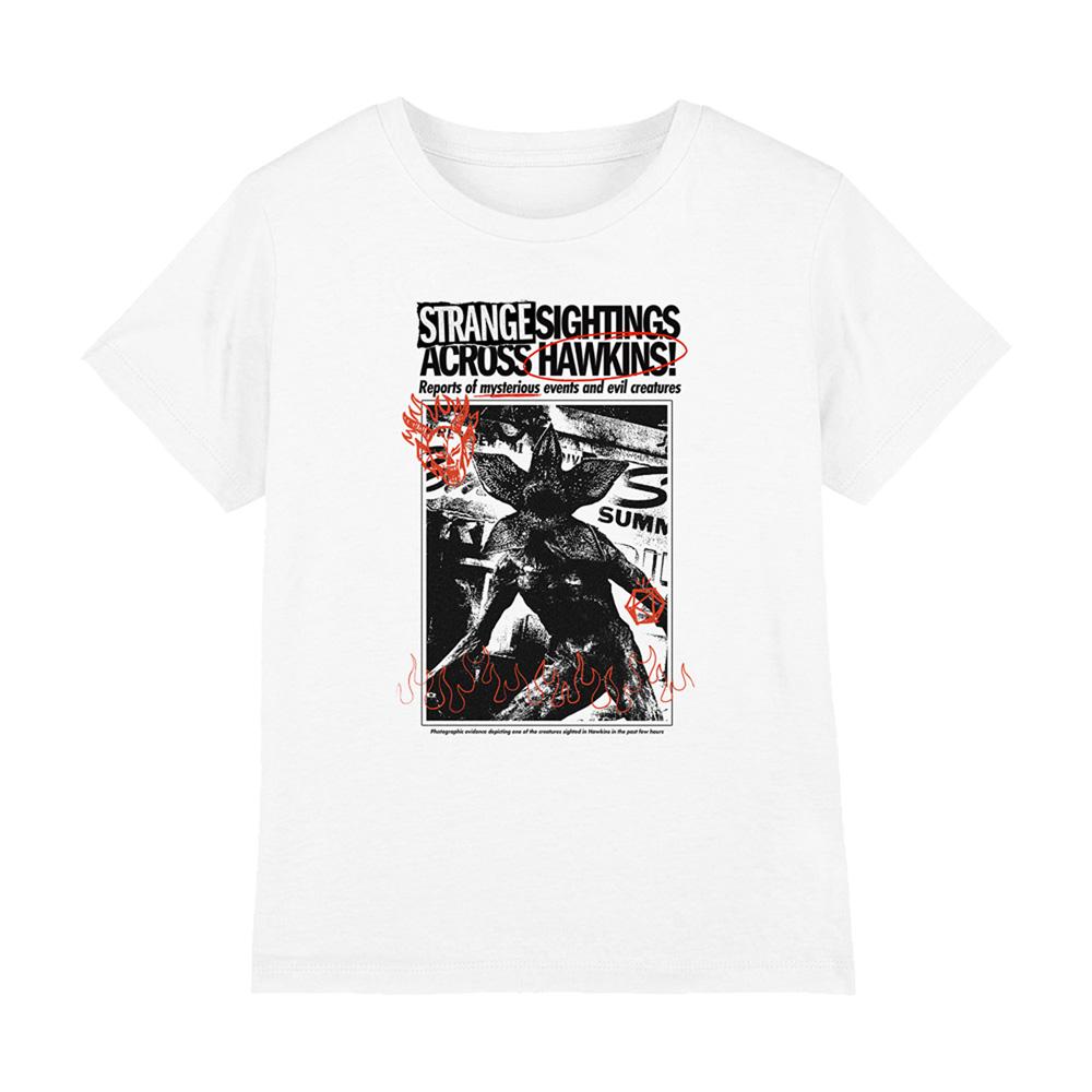 White - Front - Stranger Things Childrens-Kids Demogorgon Newspaper T-Shirt