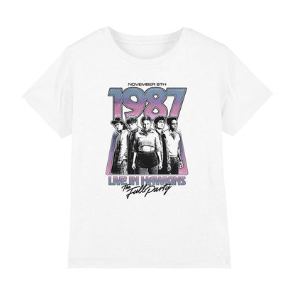 White - Front - Stranger Things Childrens-Kids Hawkins 1987 Group Tour Poster T-Shirt