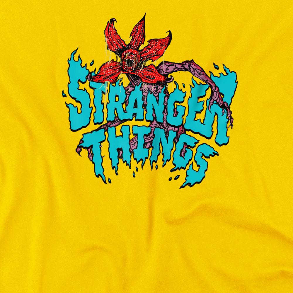 Yellow - Back - Stranger Things Childrens-Kids Demogorgon Sketch T-Shirt
