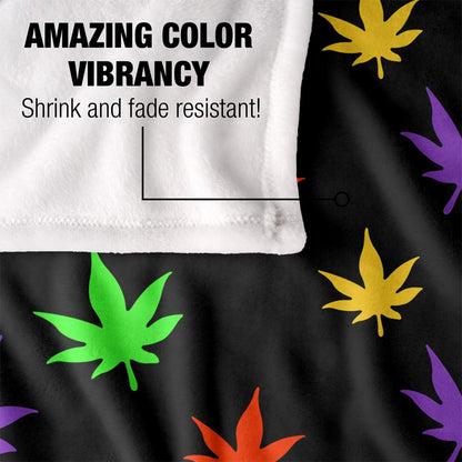 Multicoloured - Lifestyle - JQ Licensing James Piazza Marijuana Pot Leaves Silky Neon Supersoft Blanket