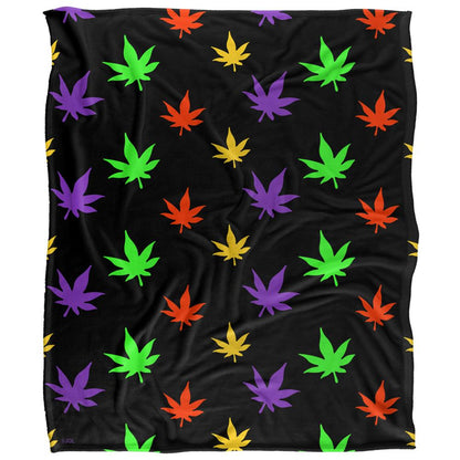 Multicoloured - Front - JQ Licensing James Piazza Marijuana Pot Leaves Silky Neon Supersoft Blanket
