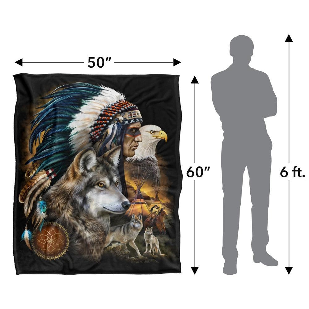Multicoloured - Close up - JQ Licensing Silky Wolf & Eagle Supersoft Blanket
